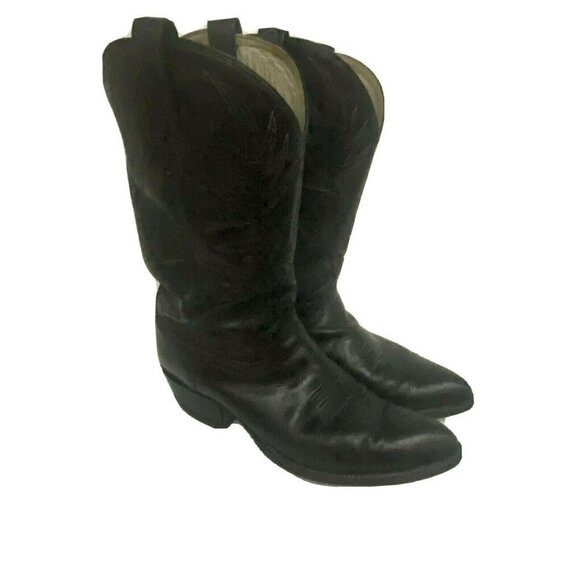 Dan Post Mens Black Leather Western Cowboy Country Boots US 10.5 Pull On - Picture 3 of 11